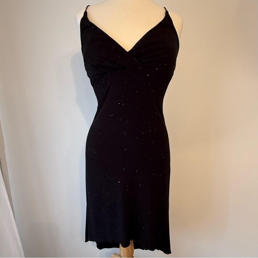 City Triangles Black Sparkle Hi-Lo Cocktail A-Line Women's Dress